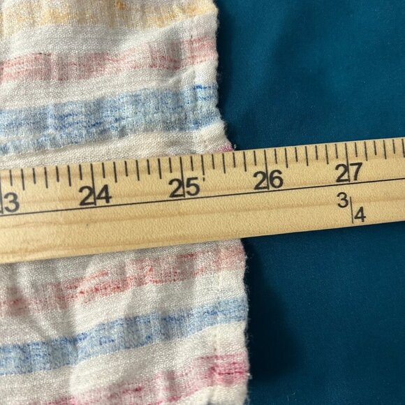 Chaps Pastel Striped Ruffle Square Neck Gauze Blouse Top - Picture 10 of 10